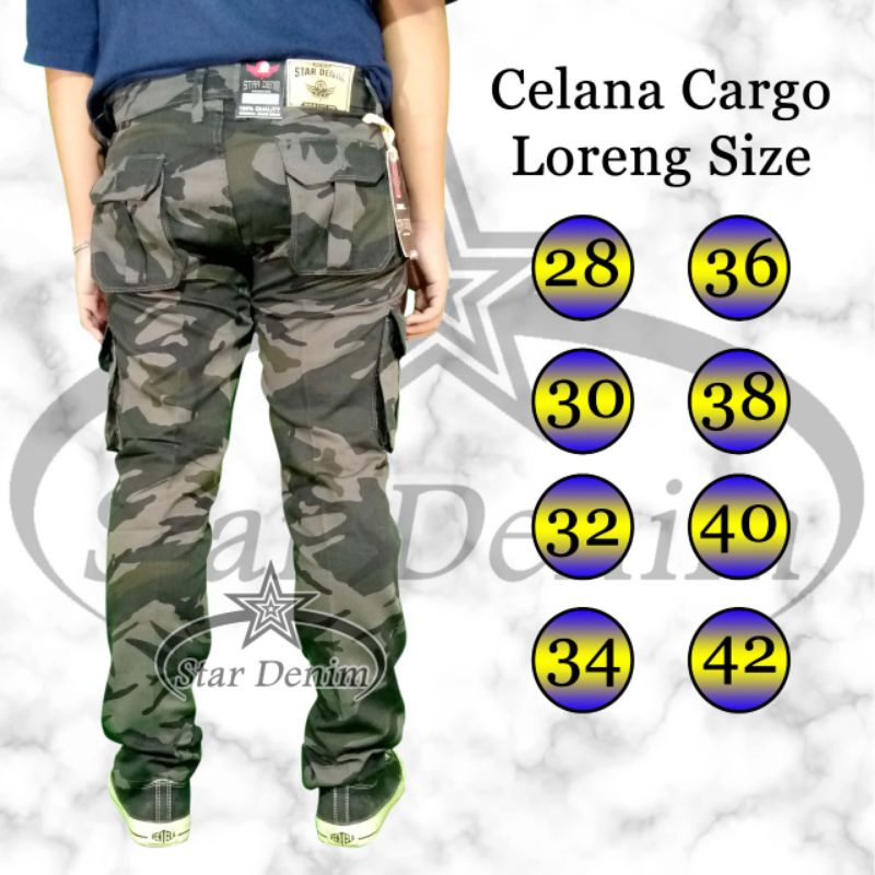 Celana Cargo Loreng Panjang Pria Star Denim Terbaru Premium / Celana Cargo Loreng Star Denim Terlaris / Celana Cargo Loreng Pria / Celana Cargo Loreng Pria Kanvas 28-42