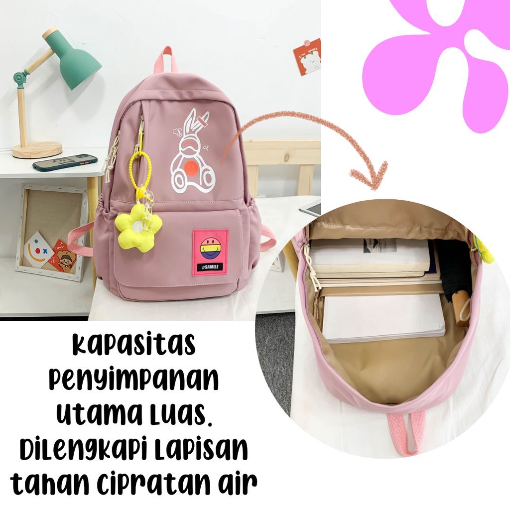 [MONA] Free Gantungan Tas -Tas Ransel Travelling dan Sekolah Model Cakep dan Lucu Kualitas Import Premium -M0211