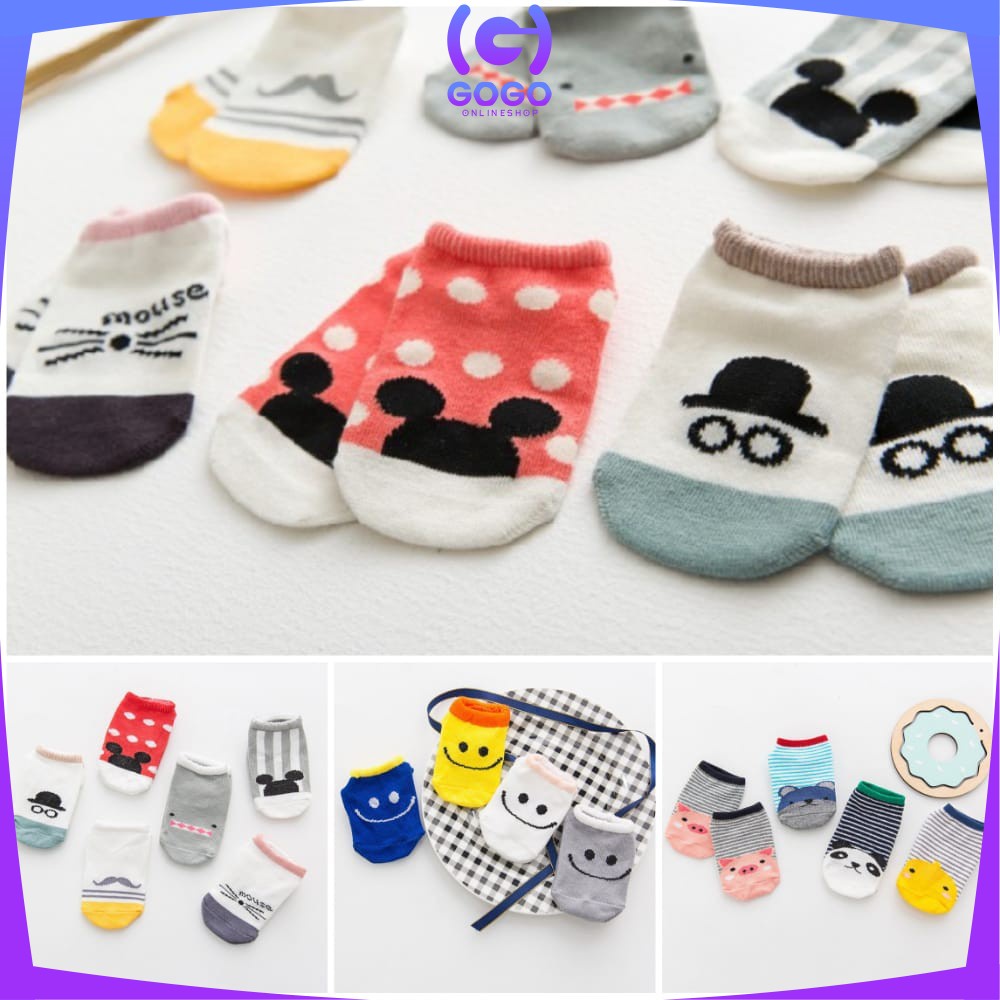 GOGO-P11-P14 Kaos Kaki Pendek Anak Bayi Bahan Katun Kaus Kaki Karakter Lucu Model Korea Import Murah