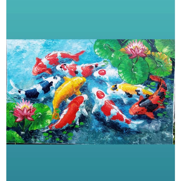 Lukisan Ikan Koi Timbul Fheng Shui