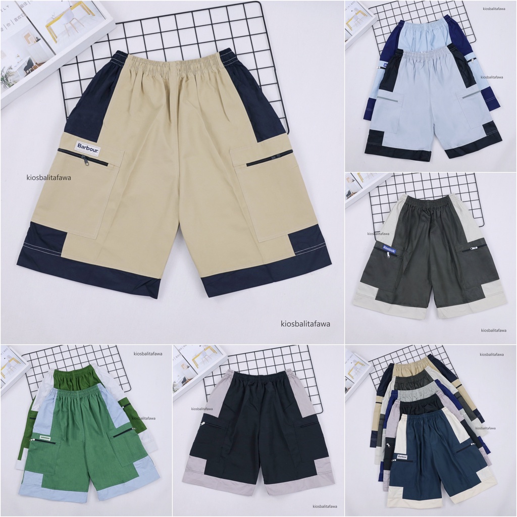 Celana Kantong Resleting Pria Fit to XL / Santai Olahraga Boxer Adem Cargo Pendek Polos Jumbo Hawai