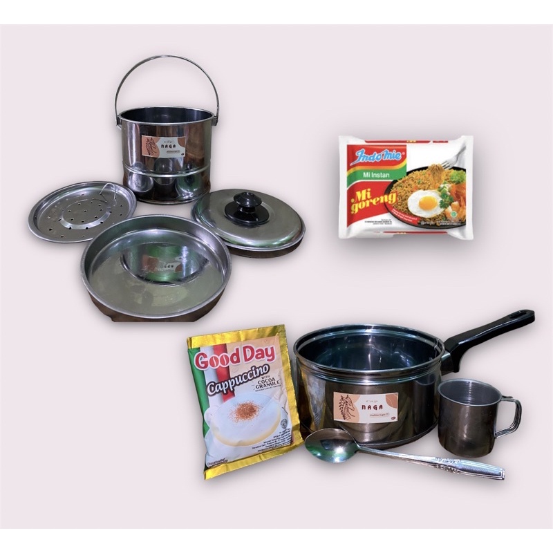 Alat masak camping paket mie Dandang gunung Panci Rebus Paket Free Indomie atau kopi Alat Masak Trav