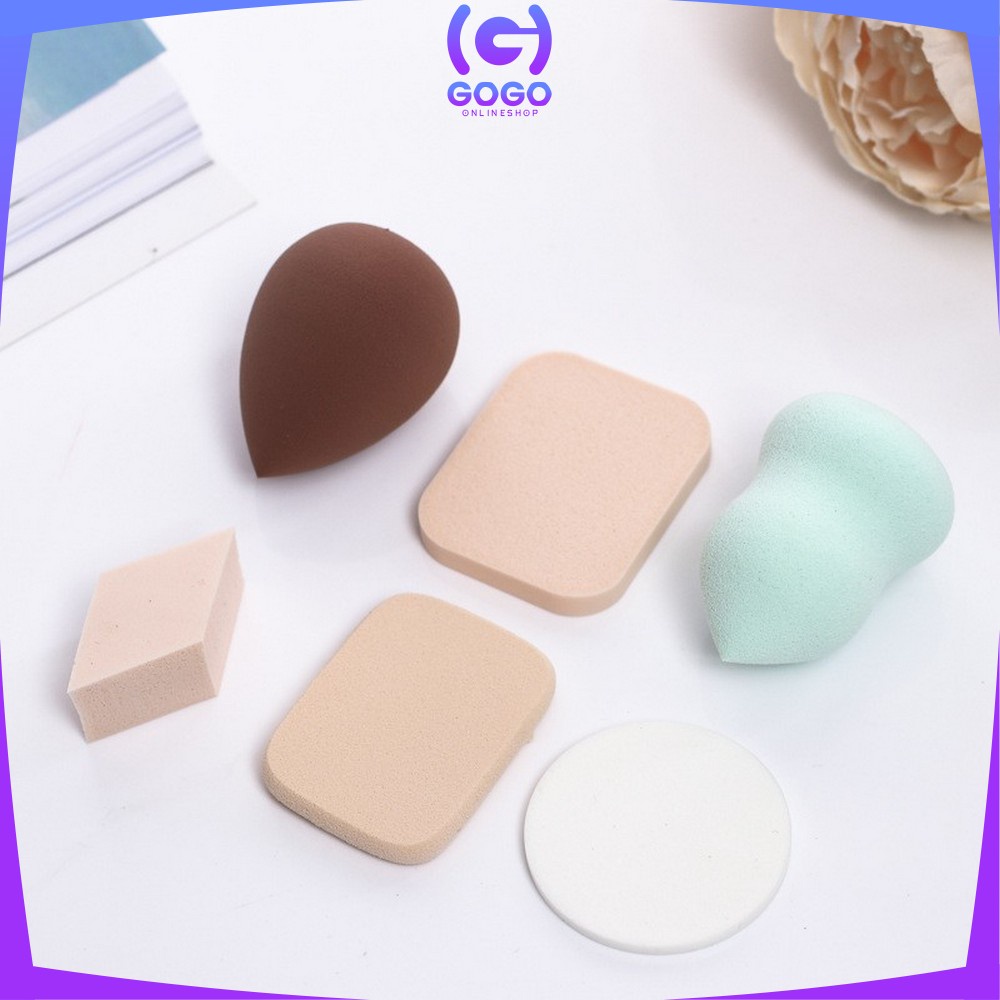 GOGO-K47 Spons Make Up 6 IN 1 Spon Foundation Pembersih Make Up Wajah Sponge Makeup Beauty Blender