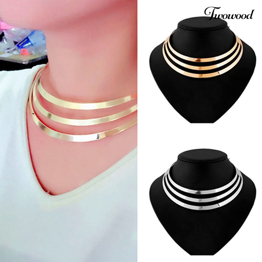 Kalung Rantai Choker Bentuk Setengah Lingkaran Bahan Alloy Gaya Punk Untuk Wanita