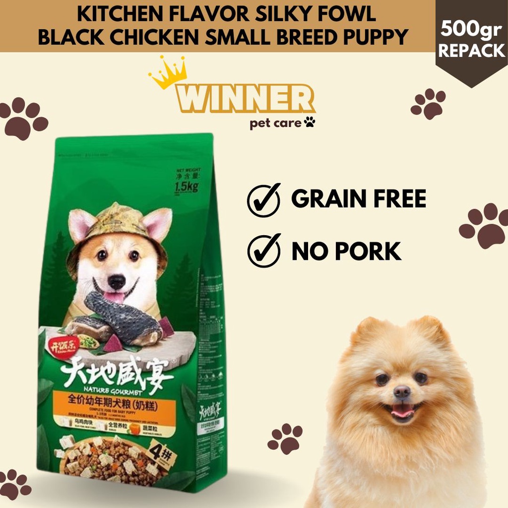 Kitchen Flavor Silky Fowl Black Chicken Baby Puppy Premium Repack 500gr