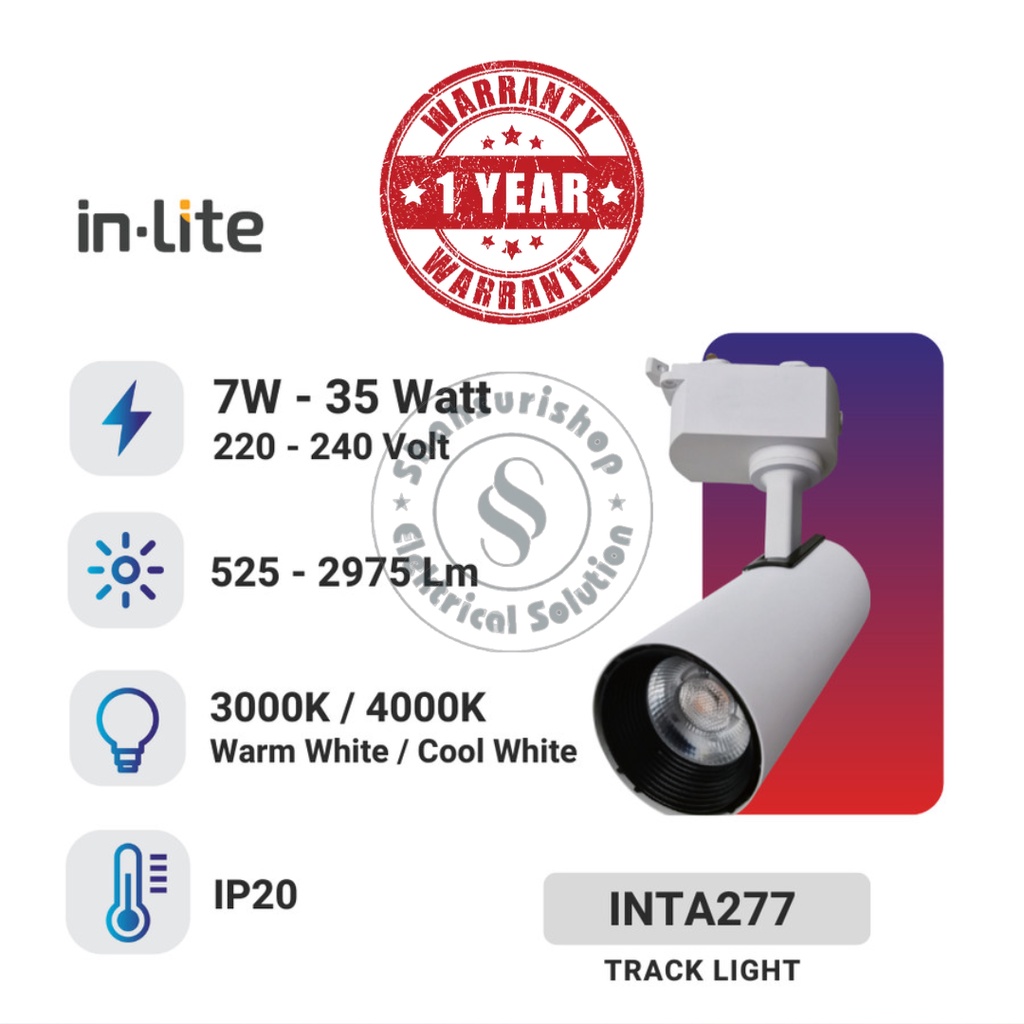 IN-LITE INTA277 LAMPU SOROT LED TRACK LIGHT 35 WATT 35W