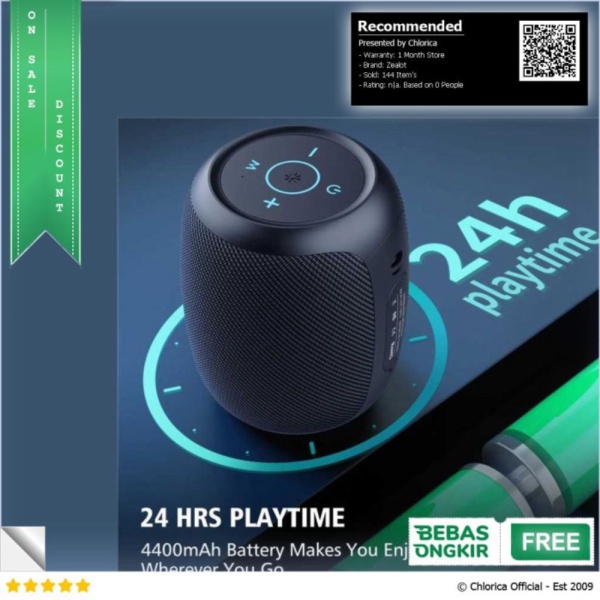 Unik Zealot Wireless Bluetooth Portable Speaker Waterproof IPX6 - S53 - Hitam Zealot Limited