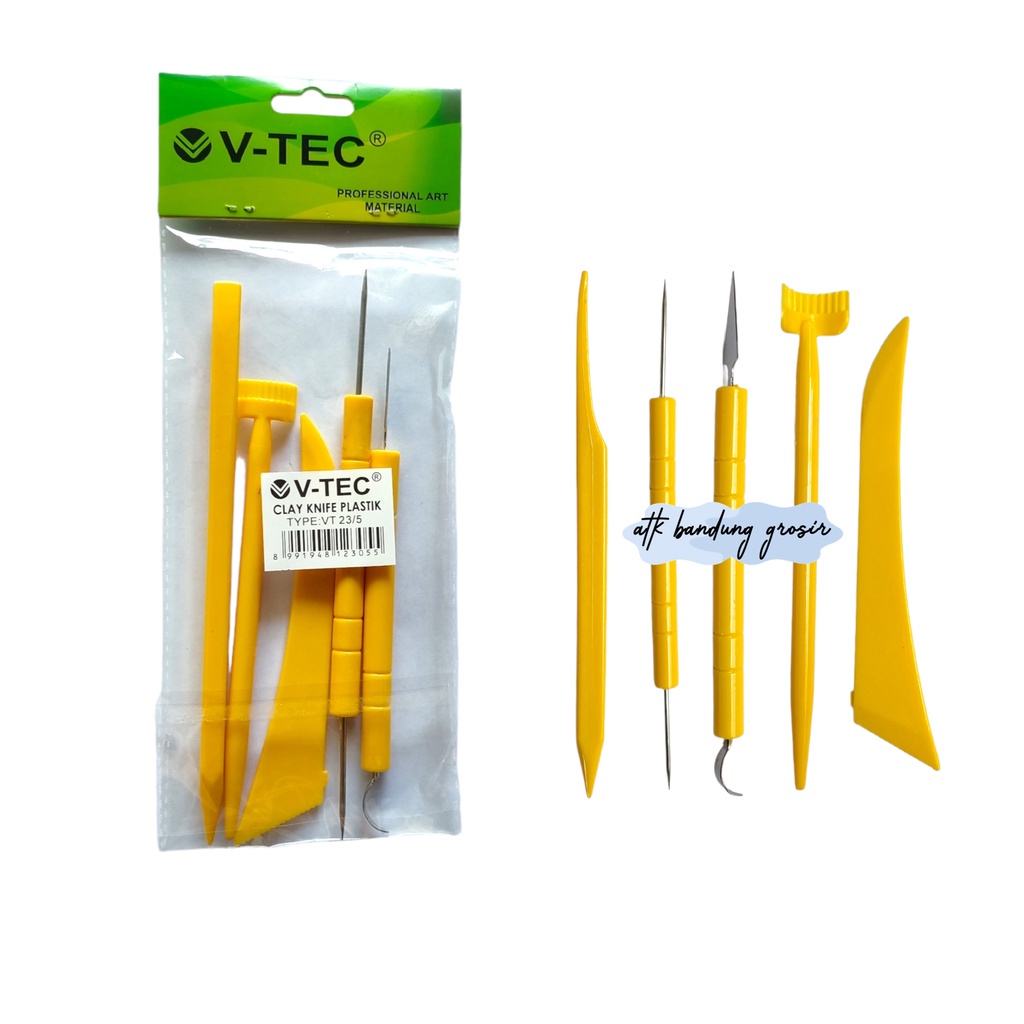 

V-Tec Clay Knife Plastik VT-23/5 Set 5 pcs / Vtec Pisau Ukir Clay / Pisau Ukir Tanah Lita Bahan Plastik – Set 5