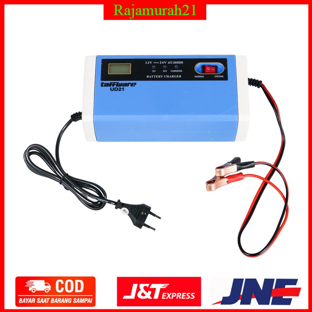 Taffware Charger Aki Mobil Motor Lead Acid 12-24V 10A with LCD - Blue - OMRS93BL