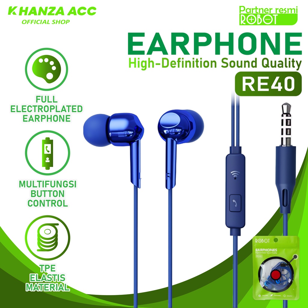 KHANZAACC ROBOT RE40 Earphone Wired In-Ear Deep Bass