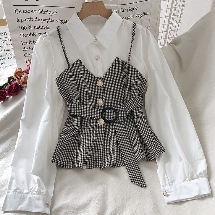 Vallina Outfit - Talita Top Blouse Vest Square Premium Baju Atasan Remaja Wanita Korean Style