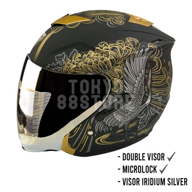 Km 7 Angsa Silver | Helm Half Face Km7 Centro Angsa Double Visor