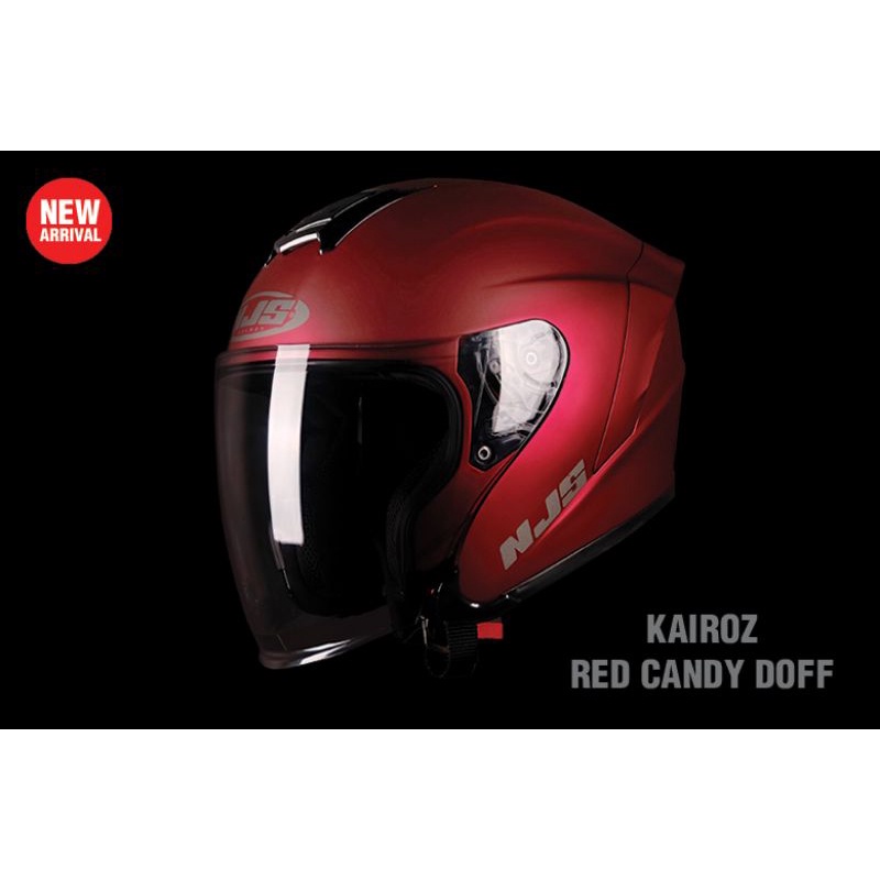 NJS Kairoz Red Candy Doff Solid | Helm Half Face merah doff original
