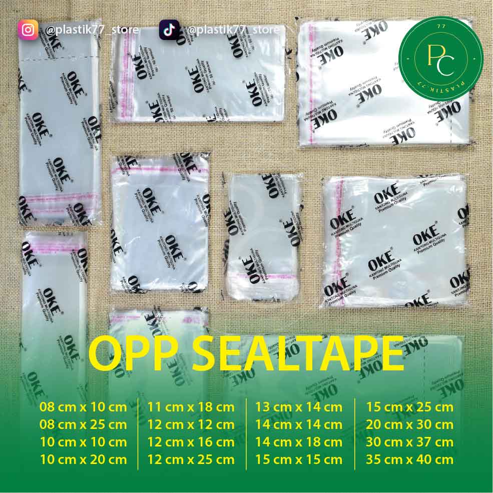 Kantong Plastik OPP Sealtape 8x10 / 10x10 / 12x16/ 12x25 / 13x14/ 14x18/  15x15 / 20x30/ 30x37/ 35x40