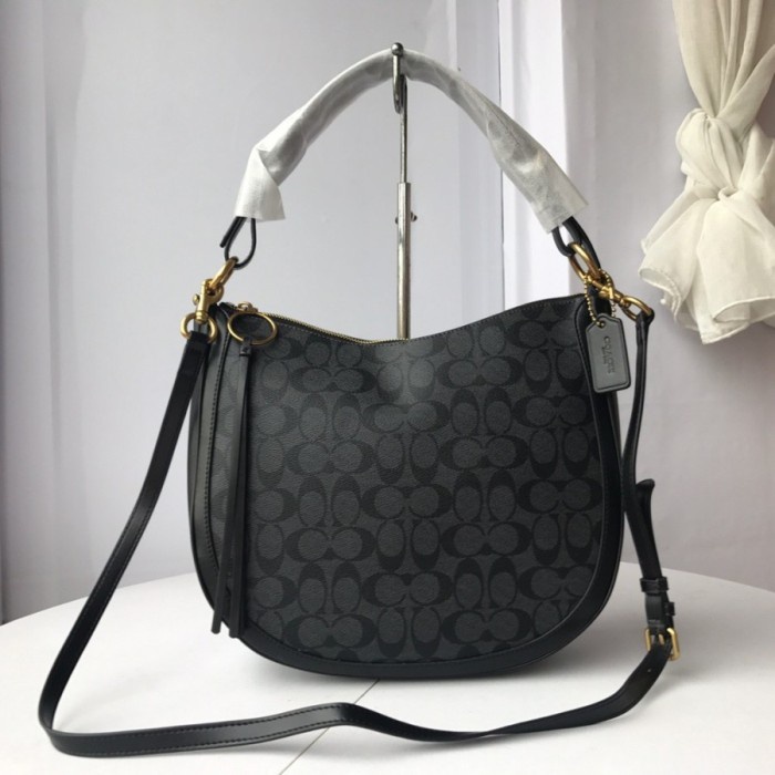 TAS COACH sutton hobo in signature canvas Black Coach 100% ORIGINAL