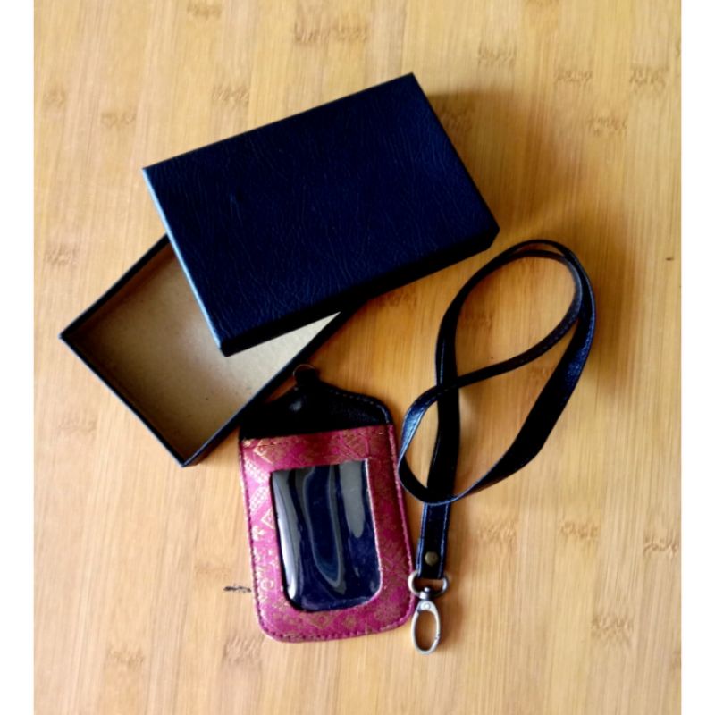

lanyard id card Songket Palembang mix kulit