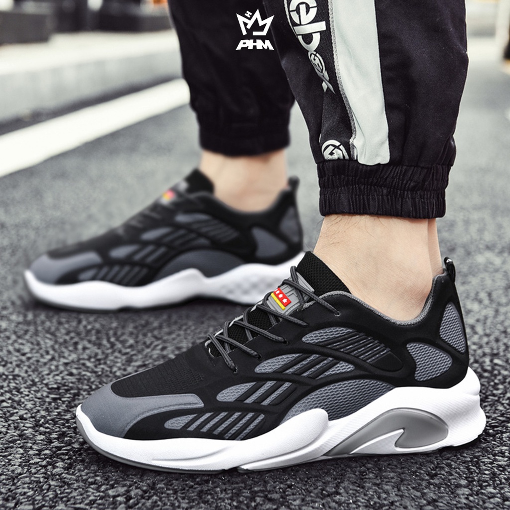 PHM Sepatu Sneakers Pria Olahraga Sport Shoes Casual Running Eos Hitam