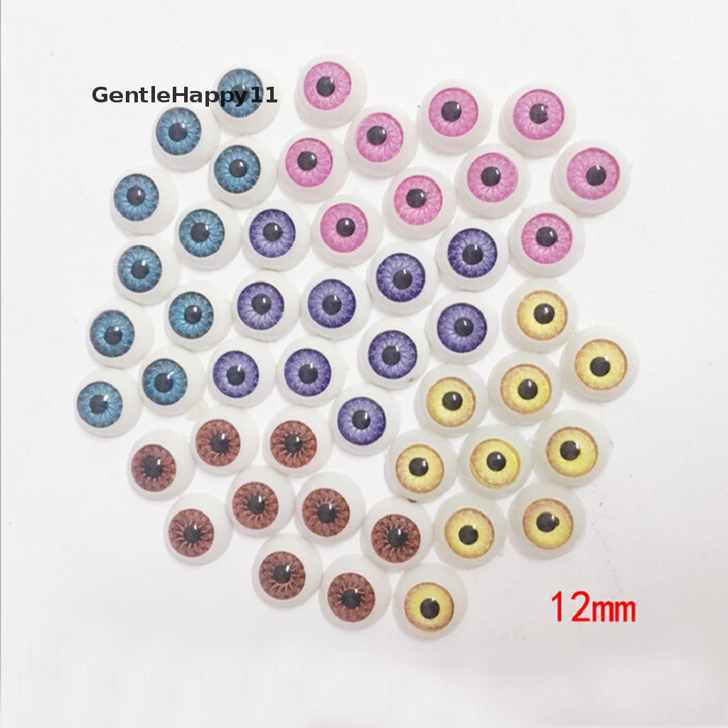 Gentlehappy 1pasang/Set 12mm Boneka Bola Mata Setengah Bulat Mata Akrilik Untuk Kerajinan Boneka Beruang DIY id