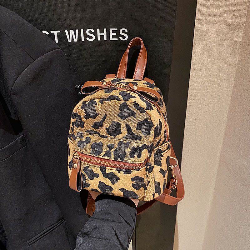 ❀Sera niche personality leopard print ransel untuk wanita 2022 baru gaya Jepang all-match mini ransel keluar satu bahu tas sekolah kecil