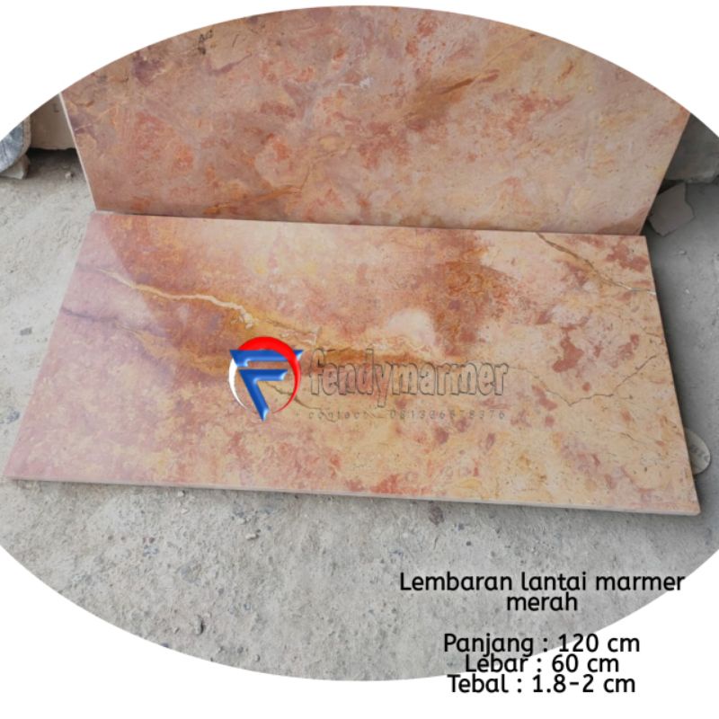Lembaran lantai batu marmer merah 120x60 harga permeter