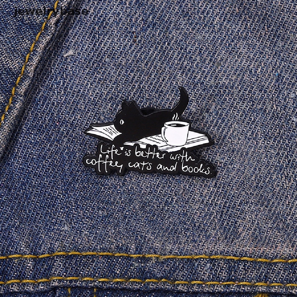 Bros Pin Enamel Desain Buku Kopi Kucing Untuk Anak