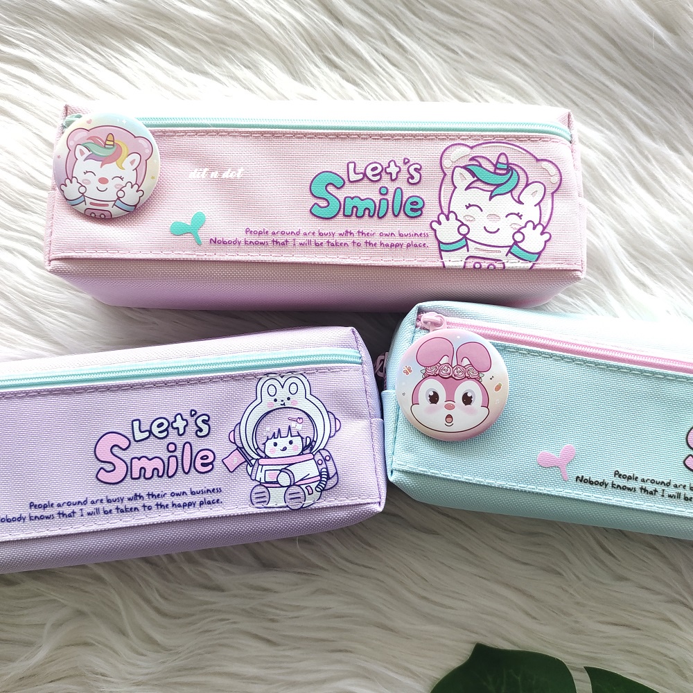 

Tempat Pensil Kain Resleting Kotak Pensil Kain Import Pen Case Karakter 2 Ziper Premium