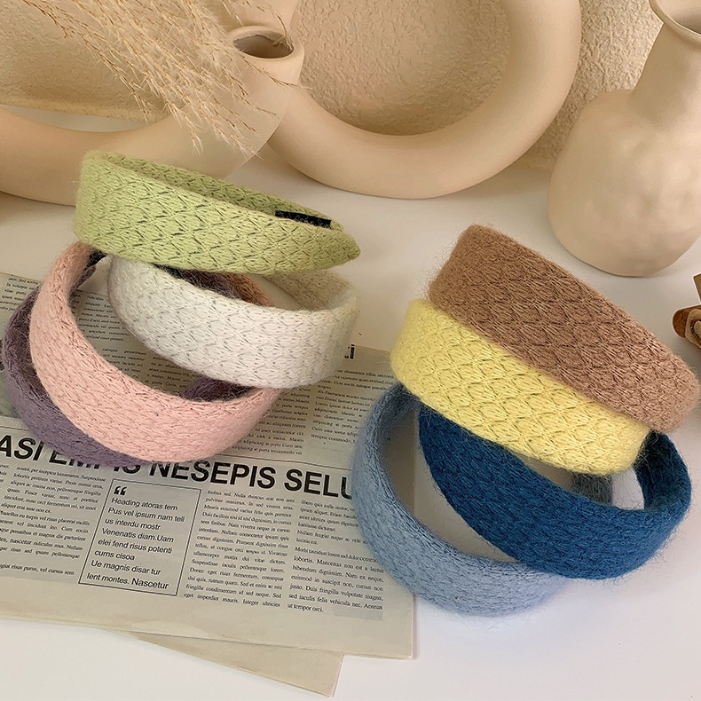 BANDO KAIN LEBAR TEKSTUR SOFT COLOR WARNA POLOS PASTEL BENDO HEADBAND HAIRBAND KOREA KOREAN WIDE FURRY