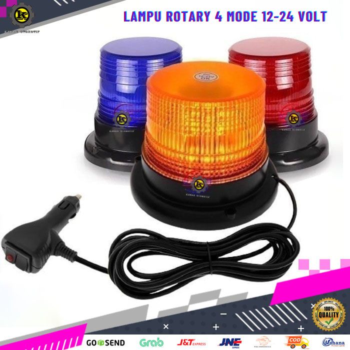 Lampu Led Rotary Rotari Blitz Magnet Peringatan Atap Atas Variasi Mobil Truk Truck 12-24 Volt