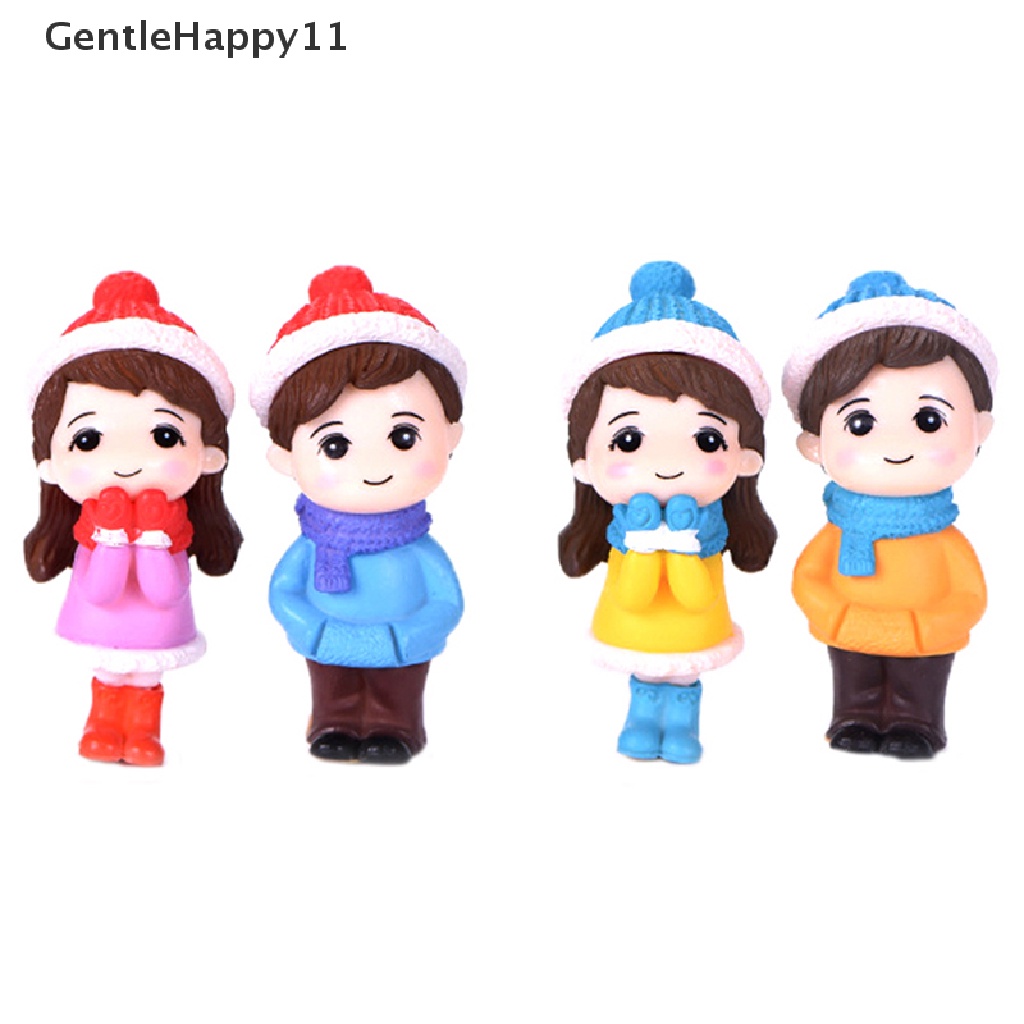 Gentlehappy 2pcs/set Boneka Pecinta Mini Model Angka Patung Taman Peri Lanskap Mikro id