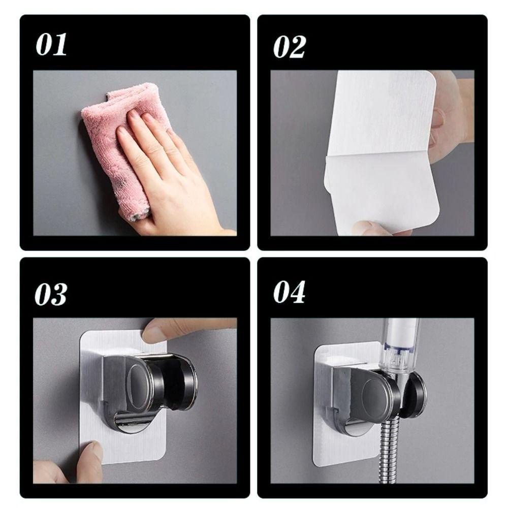 [Elegan] Shower Head Bracket Mudah Dioperasikan Serbaguna Nonperforasi Viskositas Kuat Restroom Aksesoris Punch Free Shower Bracket