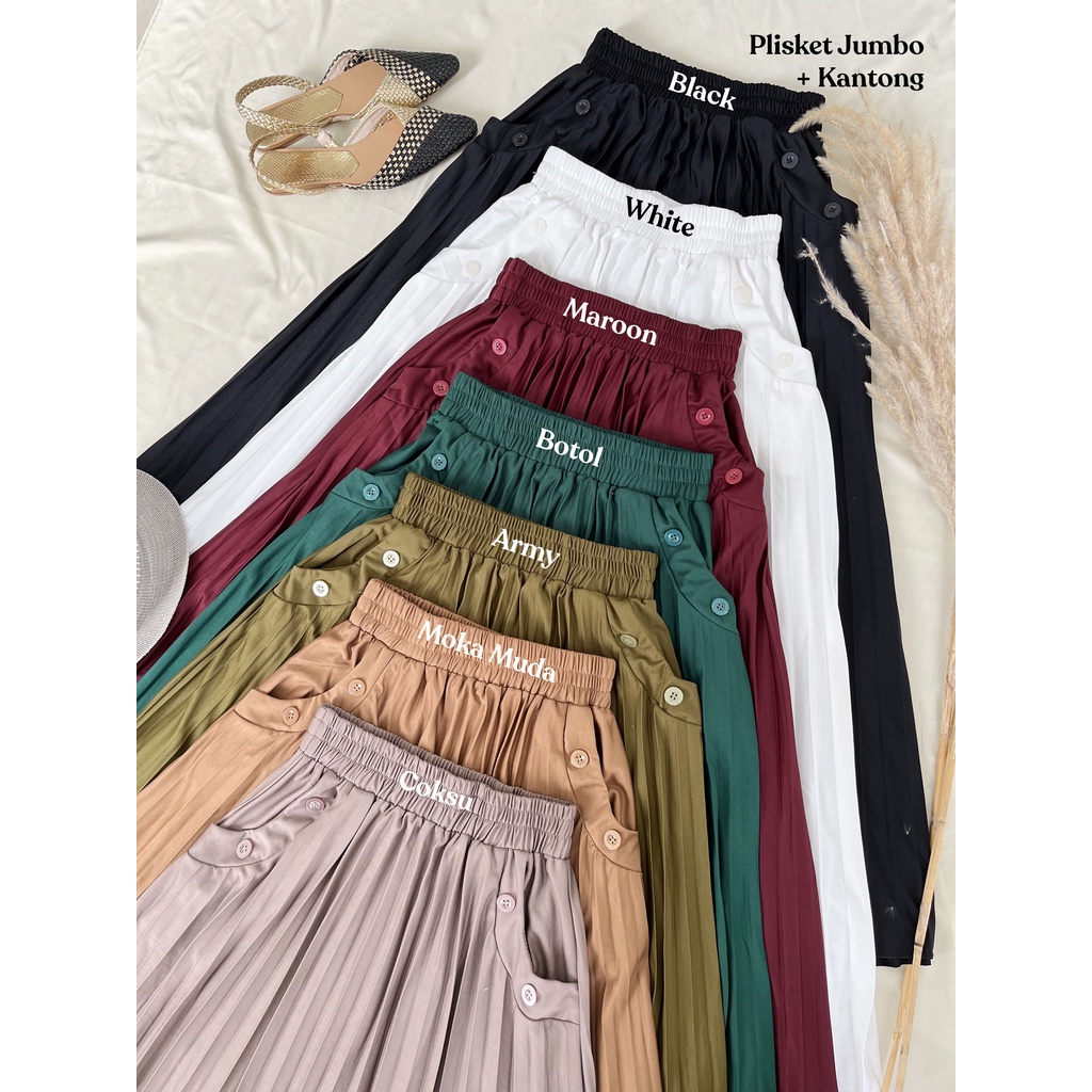 ROK PLISKET PREMIUM JUMBO DENGAN KANTONG BAHAN HYGET PREMIUM