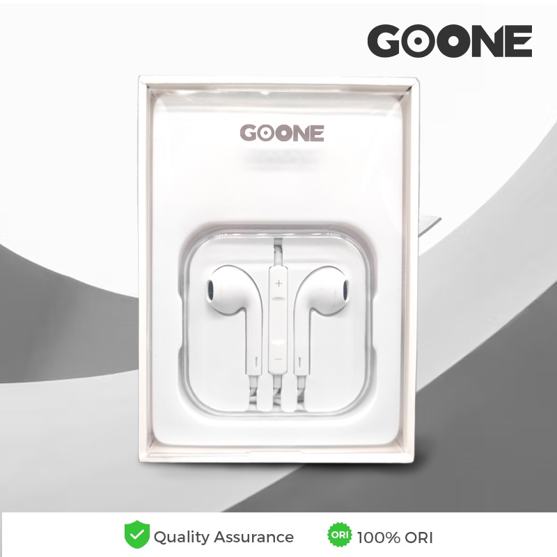 GOONE Earphone Headphone Dengan Kotak Warna Putih 3.5mm Kabel Jack Headset Musik Hp Komputer