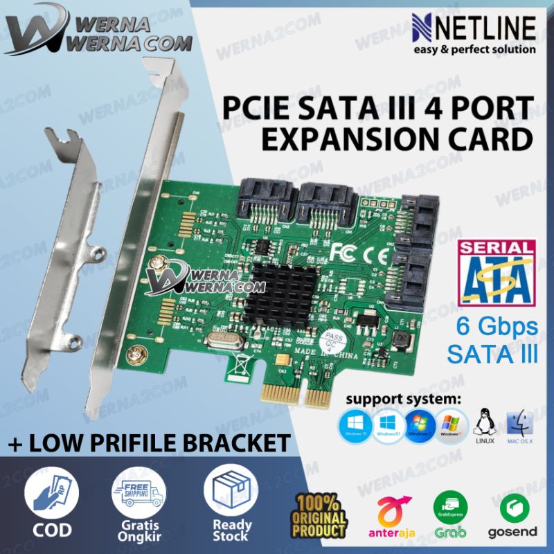 PCIE SATA III 4 Port Expansion Card Netline. PCI Express SATA 3