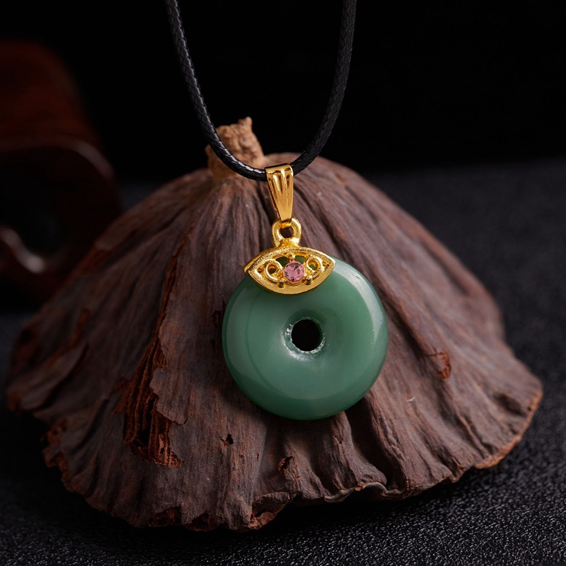 Fancyqube Kalung Liontin Giok Hetian Bahan 925 Silver Gaya China Untuk Hadiah