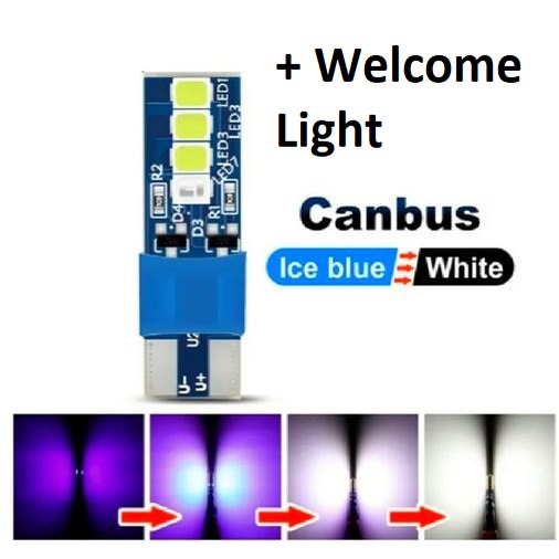 LAMPU LED T10 WELCOME LIGHT BIRU PUTIH PCS Senja kota plafon Plat Nomor mobil