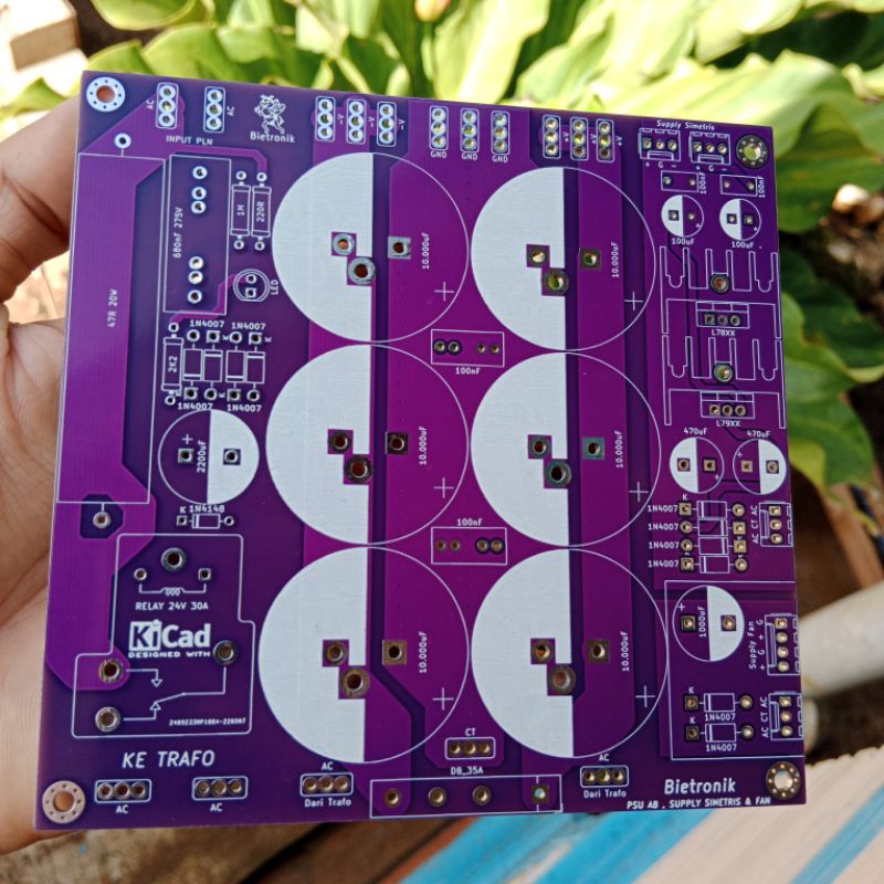 Jual PCB PSU 6 Elco Class AB Softstart/Simetris/Fan Double Layer PCB