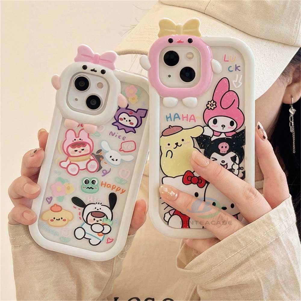 Realme 10 C55 C30 C31 C33 C35 C21Y C25Y RealmeC11 C25 C17 C15 C12 C3 C2 7i 5 5i 6i Karakter Kartun Lucu Frame Lensa Monster Kecil Casing Handphone Binteacase