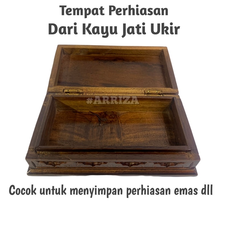 TEMPAT PERHIASAN KAYU JATI / KOTAK PERSHIASAN / TEMPAT PENYIMPANAN PERHIASAN / KOTAK TEMPAT PERHIASAN DARI KAYU JATI ASLI MODEL UKIR