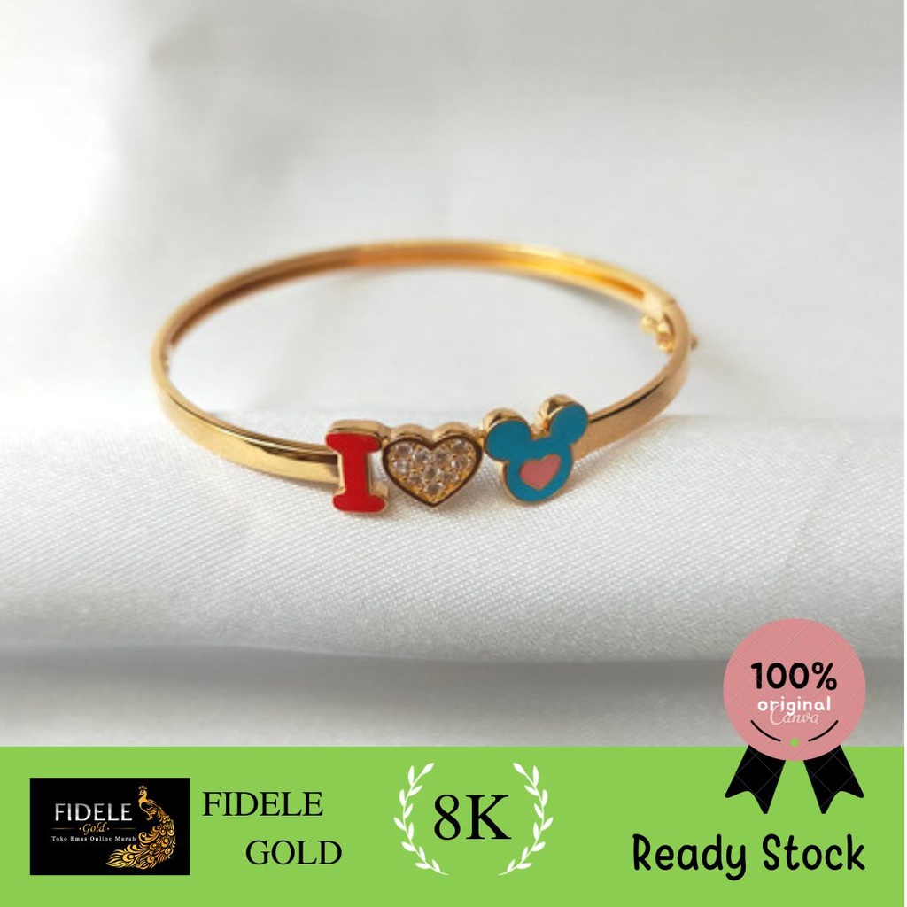 Gelang Anak Mickey Gelang Emas Bayi Gelang Emas Kadar Muda 375
