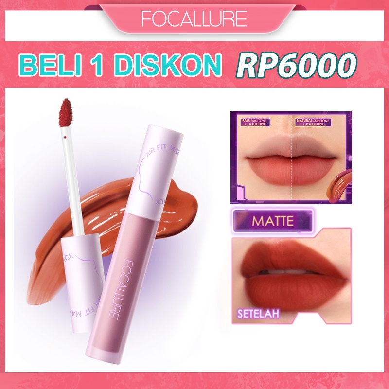 FOCALLURE Airy Watery Texture Matte Lipstick Waterproof  Lipgloss Long-lasting Liquid Lipglaze