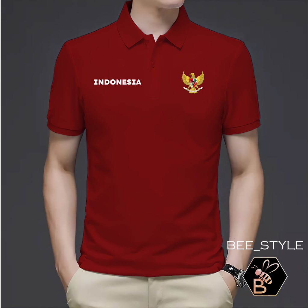 Kaos Kerah Pria Logo Garuda INDONESIA / Kaos Polo Garuda INDONESIA / Kaos Pria Polo Shirt