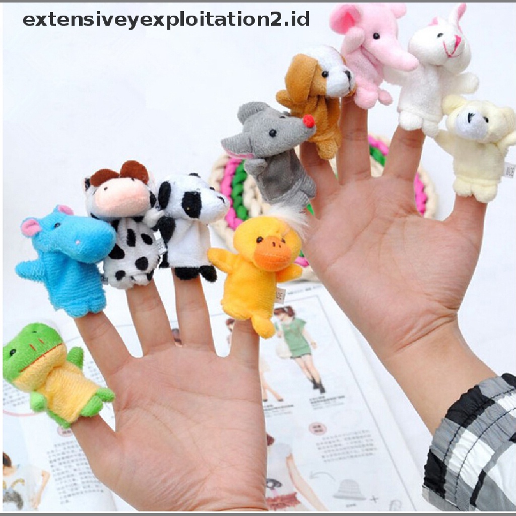 10 Pcs Mainan Boneka Jari Bentuk Kartun Hewan Bahan Plush Lembut Untuk Edukasi Bayi