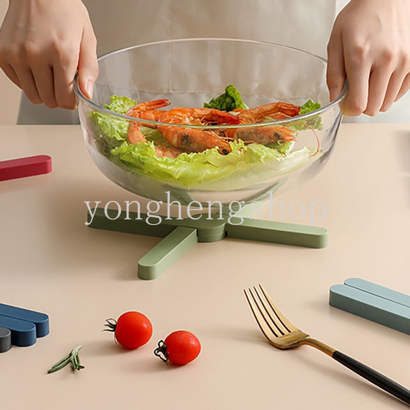 Tatakan Piring / Mangkok / Gelas Bahan Silikon Tahan Panas Anti Slip Dapat Dilipat Untuk Dapur