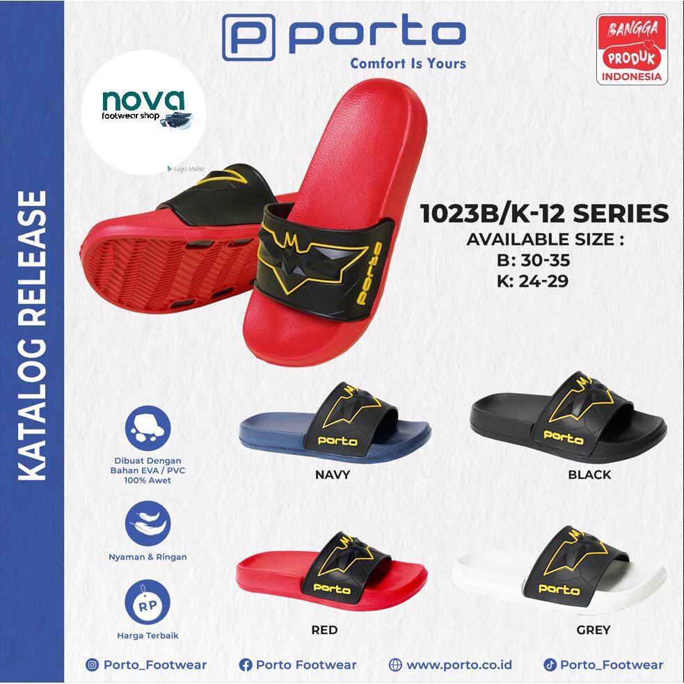 Sandal slop batman anak laki laki / sandal porto batman 1023B/K-12 series