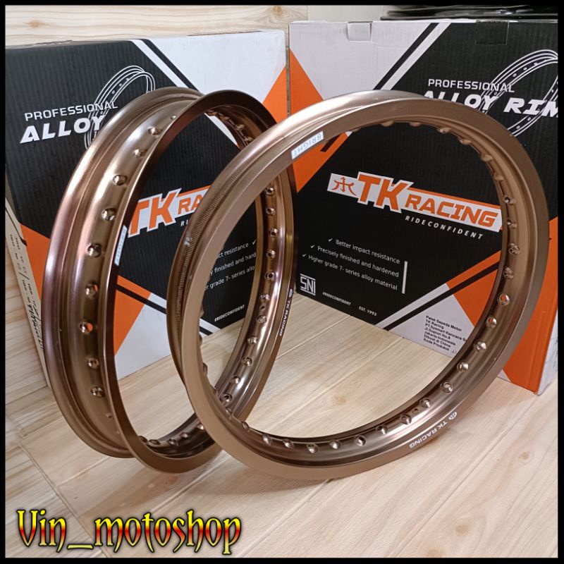 velg pelek TK racing ring 17 160 185 dan 185 217 warna Bronze hole 36 harga sepasang depan belakang 