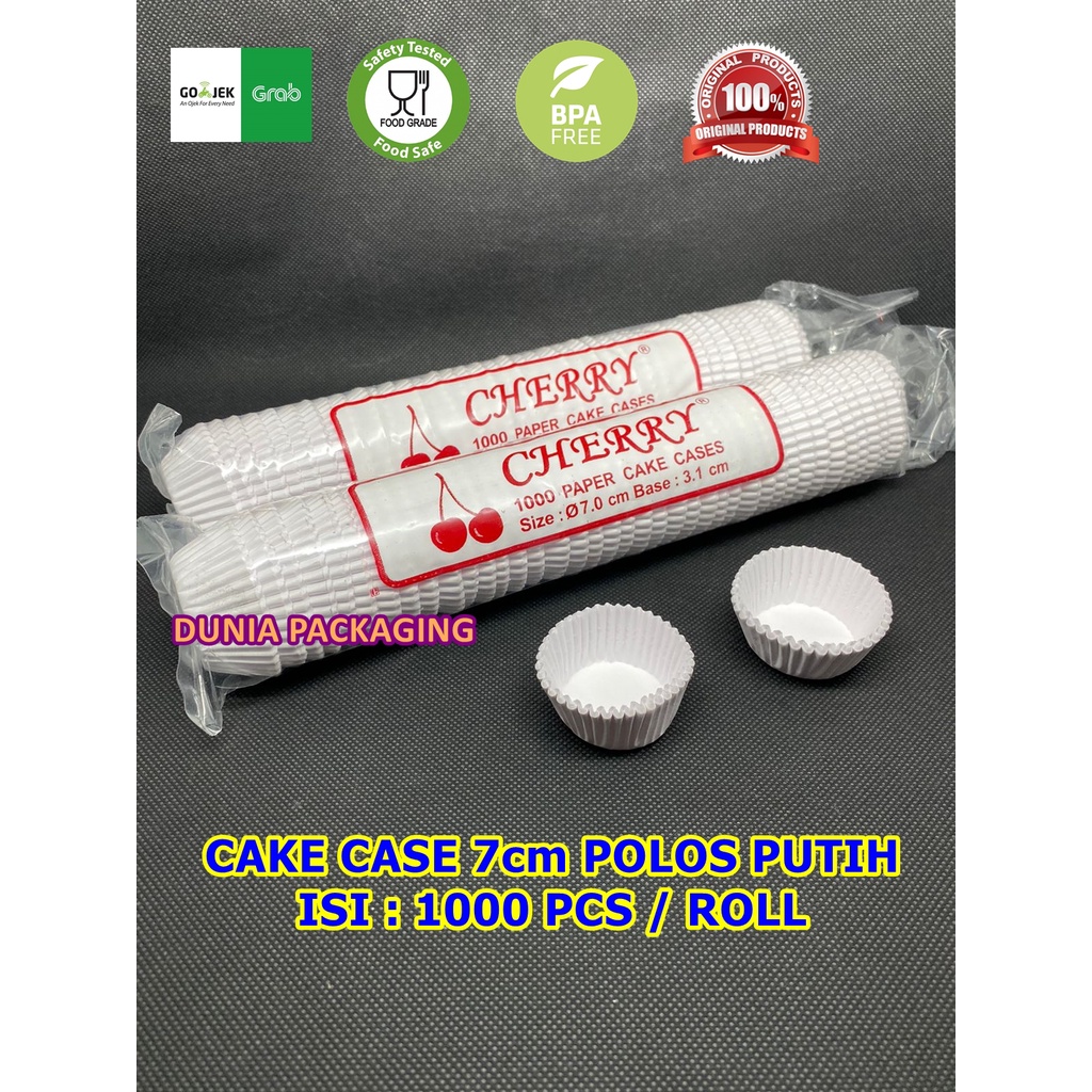 Paper Cake Cases cup 7cm Alas Roti Kue Bolu Kertas CHERRY 7 POLOS PUTIH Medan