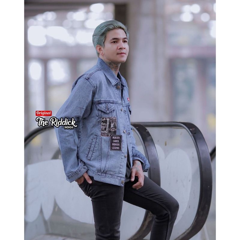 Jaket Denim Oversize wanita Jacket Denim coret Keren Lukisan Gambar Belakang