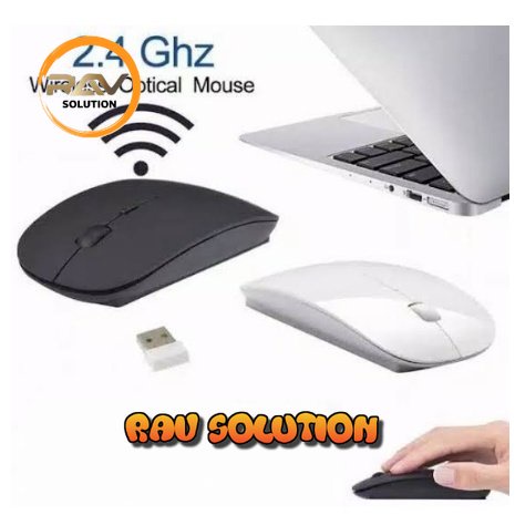 wireless Mouse  gaming 2.4G murah slim   FREE baterai+mousepad  - RAV SOLUTION