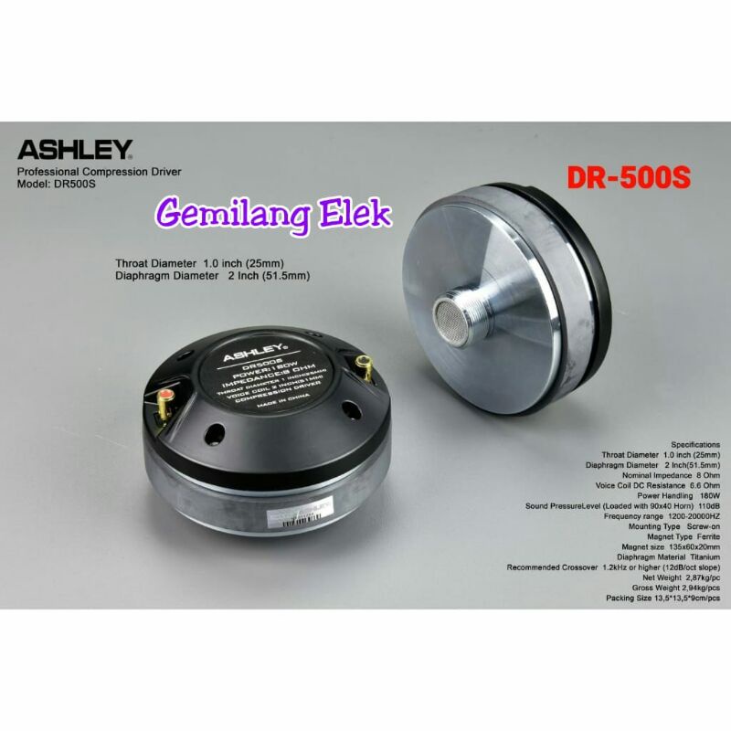 Driver Tweeter ASHLEY DR500S/ DR 500S Original