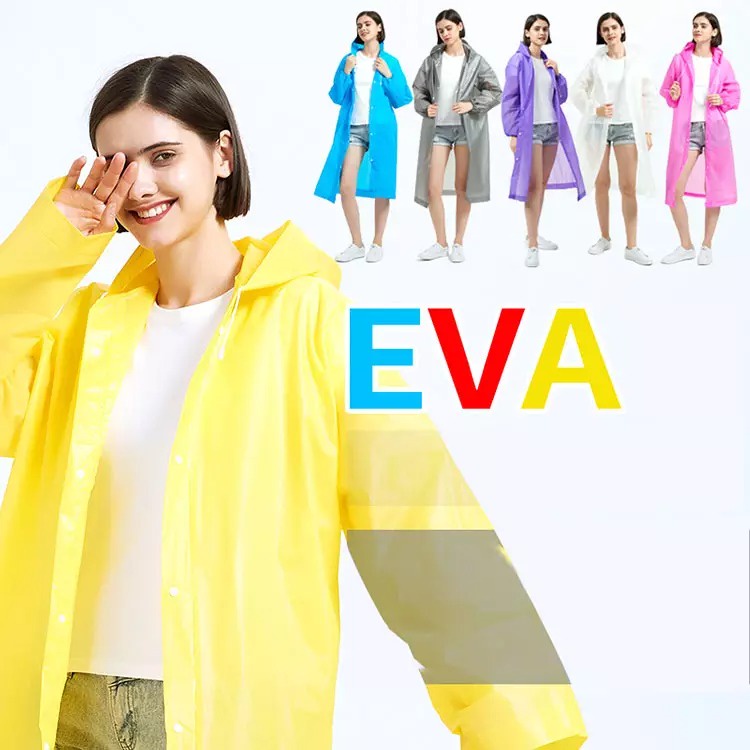 JAS HUJAN HOODIE TERUSAN EVA PONCO DRESS RAINCOAT LENGAN PANJANG MODEL JUBAH